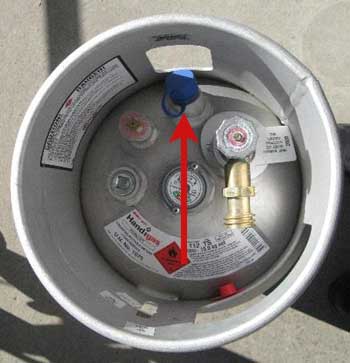 Showing the correct position of the pressure relief valve