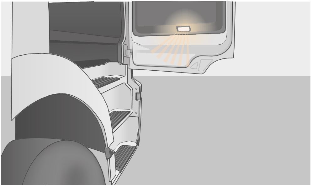 Illustration depicting light in cab door illuminating the entry/exit point for drivers