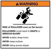 A roll over warning label