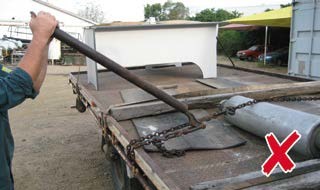 Photo of a worker using a dog and cheater bar