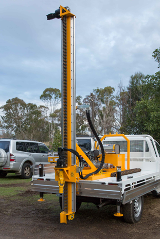 Drilling rig mounted on a utility