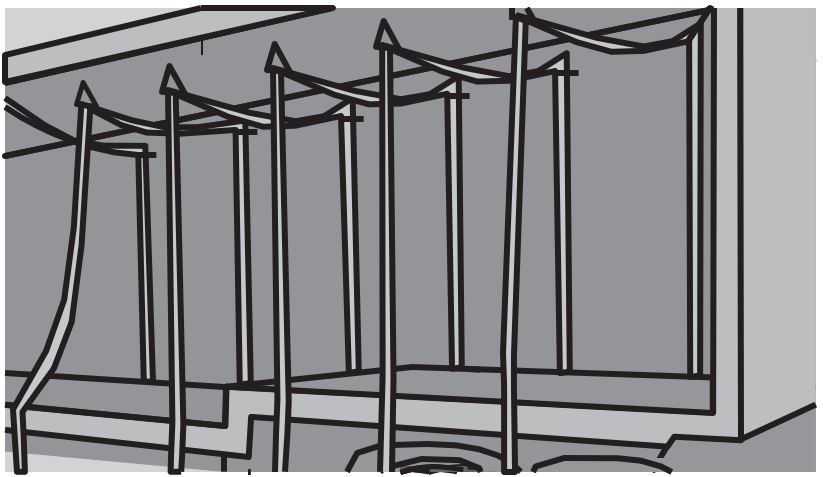Illustration of a retractable webbing stray system in a truck