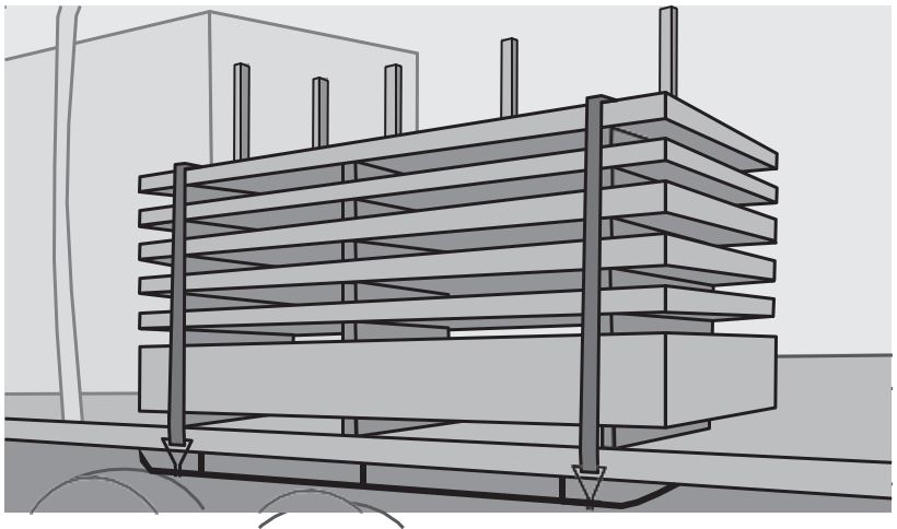 Illustration of removable posts used to restrict the movement of a load