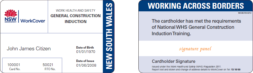 Recognition of general construction induction training cards: Fact sheet