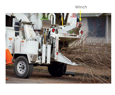 A woodchipper with a winch
