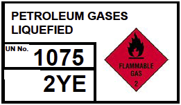 Above ground tank displaying a Class 2 label