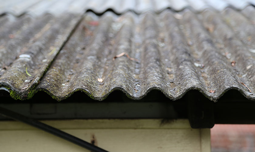 A roof with asbestos containing material