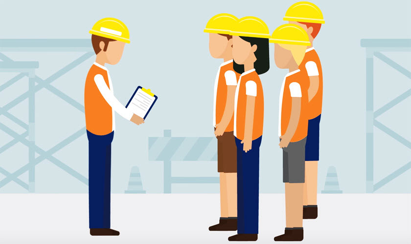 A cartoon of a supervisor talking to two employees