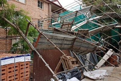 A collapsed scaffold