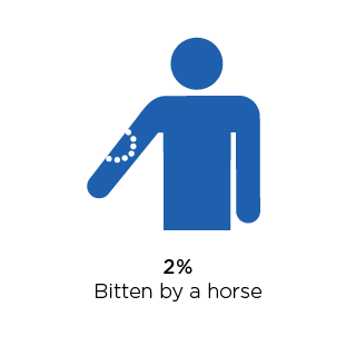 1 percent bitten by a horse.