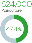 Infographic showing agriculture sector: $24,000 and 47.4%