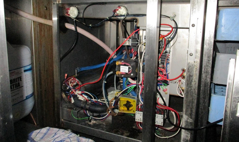 inside 3-phase commercial dishwasher